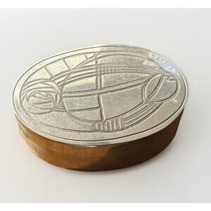 Charles Rennie Mackintosh Pewter Rose Oval Trinket Box Lid Scottish Design